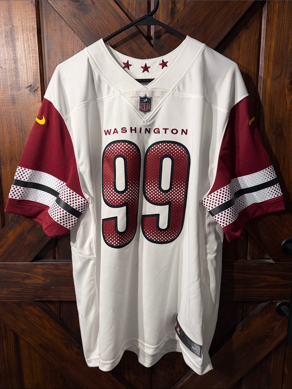 Washington Commanders Young Nike Vapor Fuse Team #99 White & Burgundy Jersey